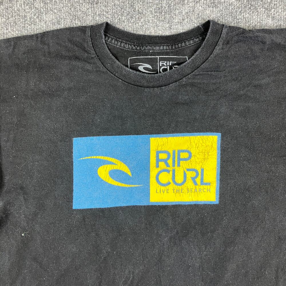 Rip Curl T-Shirt Mens Large Black Graphic Surf Skateboard Short Sleeve Tee